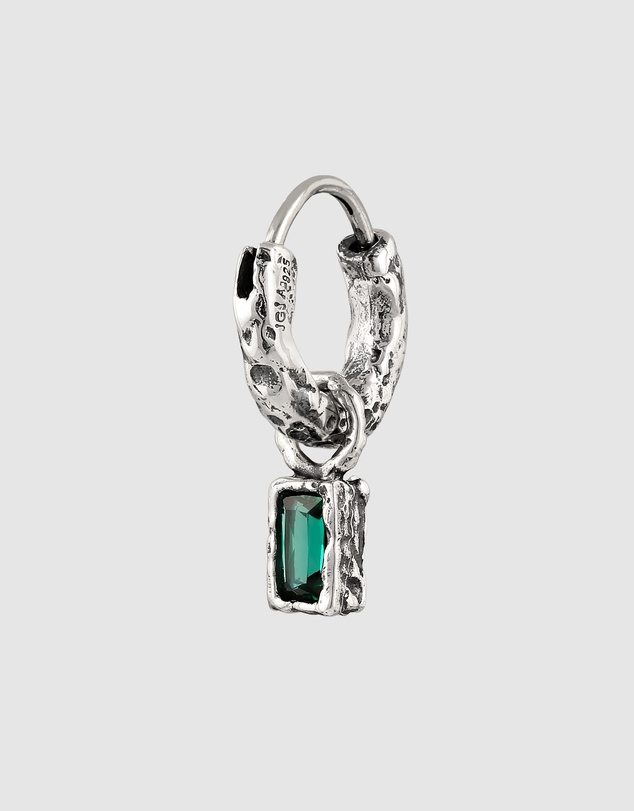 Haze & Glory - ICONIC EXCLUSIVE - Emerald Drop Hoop in Oxidised 925 Silver