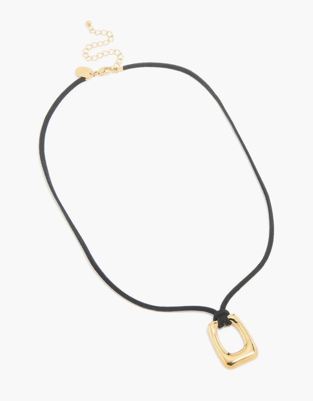 Lovisa - Waterproof Gold Plated Stainless Steel Rectangle Pendant Cord Necklace