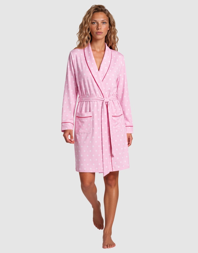 Sant And Abel - Women's Spotty Pink Bamboo Robe