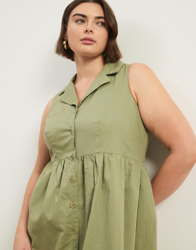 Atmos&Here Curvy - Riley Linen Blend Midi Dress