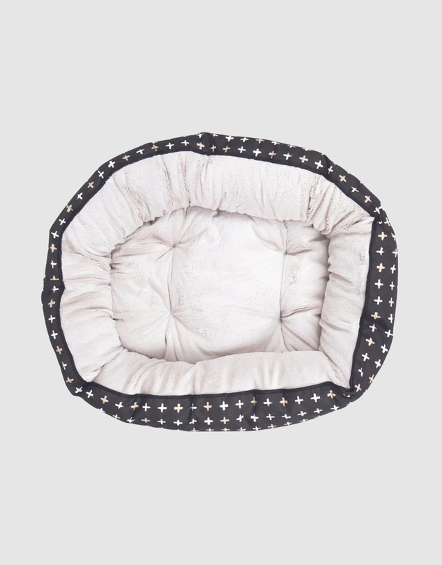 Mog & Bone - 4 Seasons Reversible Circular Dog Bed - Black Metallic Cross Print