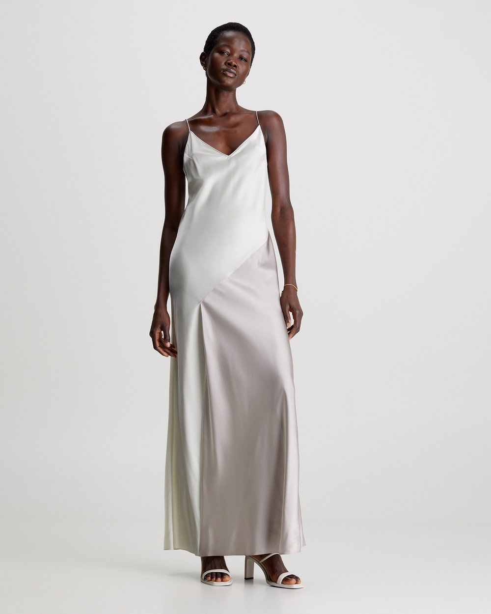 calvin klein silk slip dress Calvin Klein Collection Spring 1995 Silver Slip Dress Carolyn Bessette  Kennedy