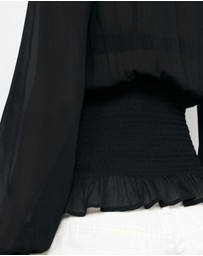 AERE - Balloon Sleeve Georgette Top
