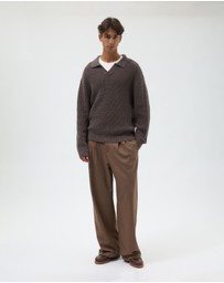AERE - Oversized Open Collar Knit Polo