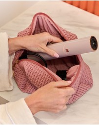 Sky Gazer - Luxe Quilted Make-Up & Toiletry Bag Set (Dusty Pink)
