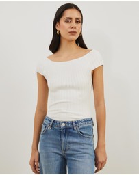 Atmos&Here - Kayla Off Shoulder Rib Knit Top
