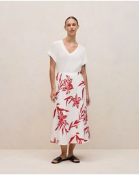 Trenery - Mercerised Cotton Relaxed V Neck Knit in White