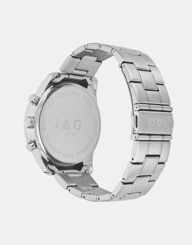 Jag - Rhys Mens Black Dial 43mm Silver Watch