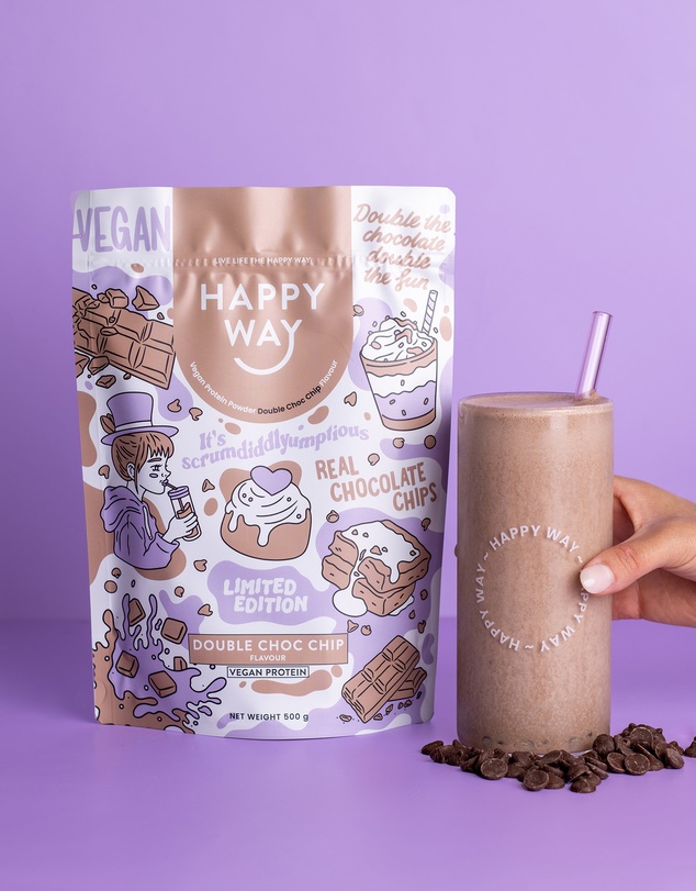 Happy Way - Double Choc Chip Vegan Protein 500g
