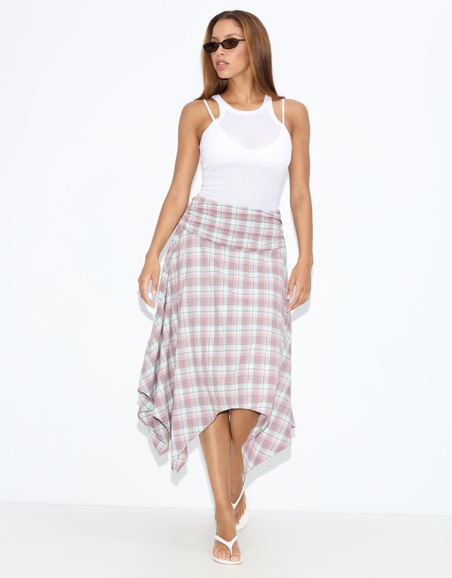 Dazie - Hamilton Hanky Hem Check Midi Skirt