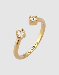 Elli Jewelry - Ring Open Crystal 925 Sterling Silver Gold-Plated