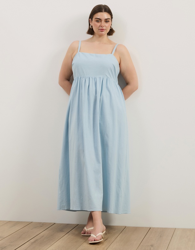 Atmos&Here Curvy - Alex Linen Blend Empire Waist Midi Dress