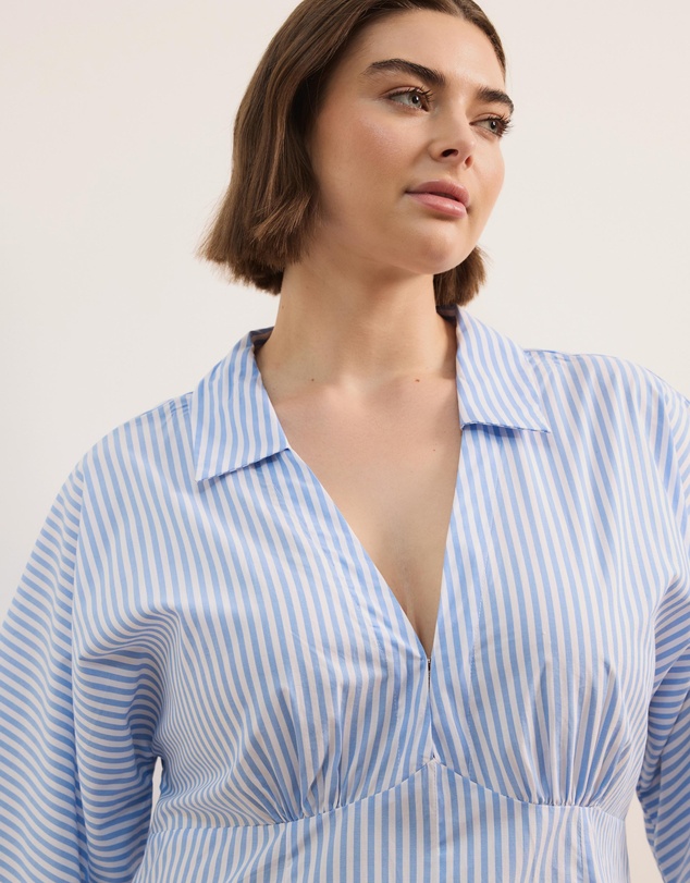 Atmos&Here Curvy - Isobel Cotton Poplin Stripe Shirt Midi Dress