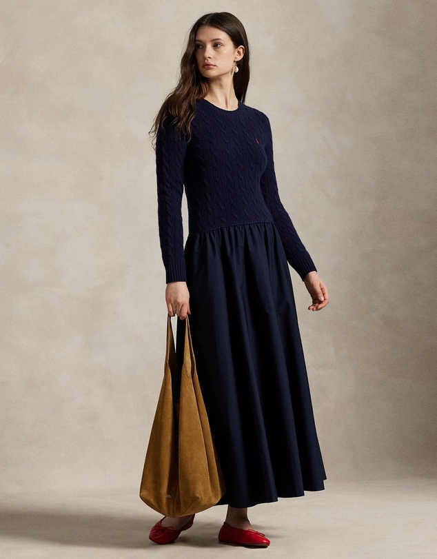 Polo Ralph Lauren - Cable-Knit Poplin Dress