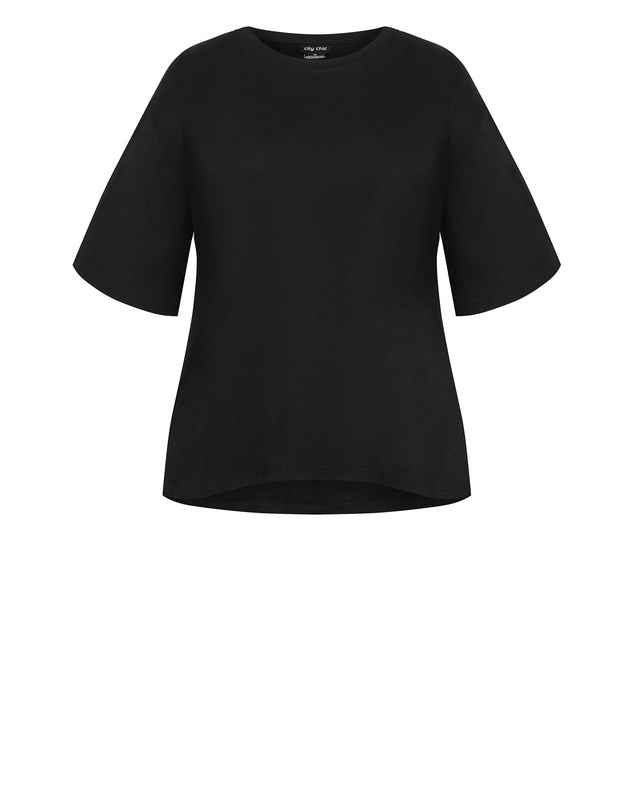 City Chic - Plus size Oversized Crew Neck Tee - black