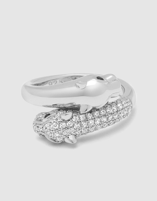 Nialaya Jewellery - Women's Twisted Panther Ring in Silver