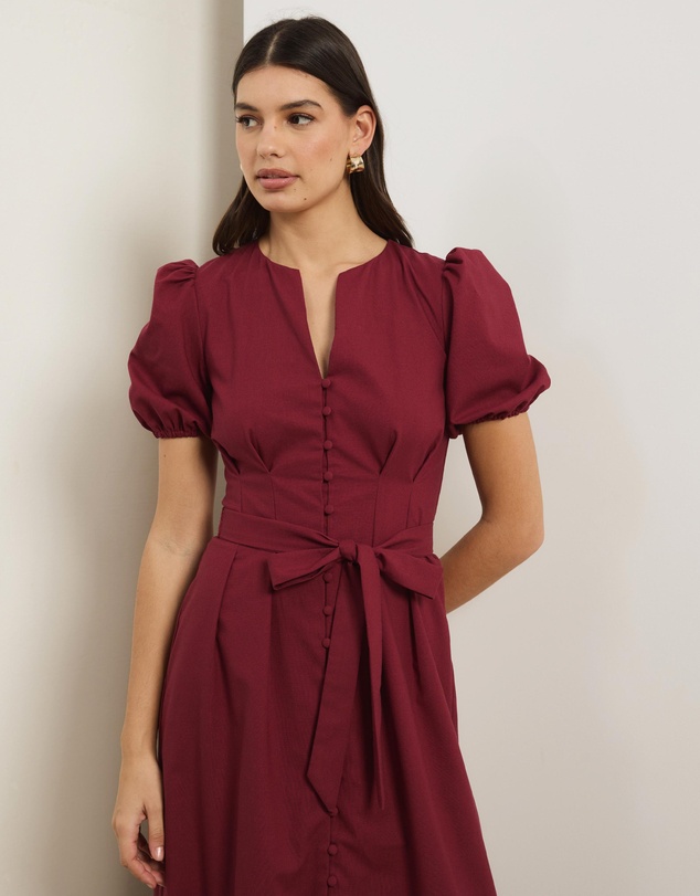Atmos&Here - Audrey Fitted Button Front Midi Dress