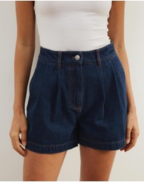 Atmos&Here - Devon Pleated Denim Shorts