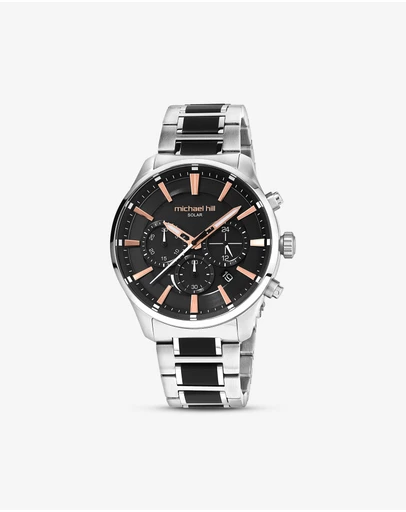 Michael Hill - Solar Powered Men's Watch with Black Tone in Stainless Steel