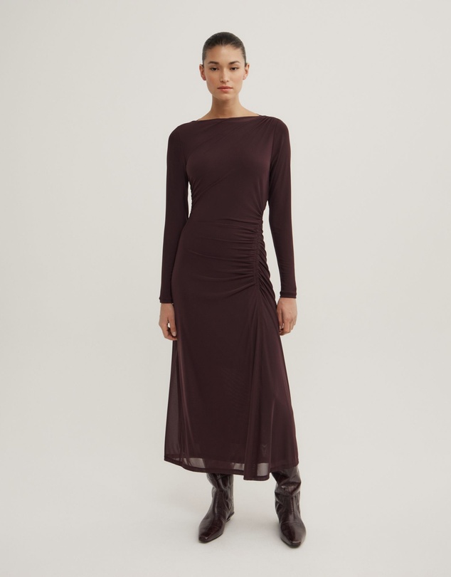 Witchery - Longsleeve Ruched Mesh Dress