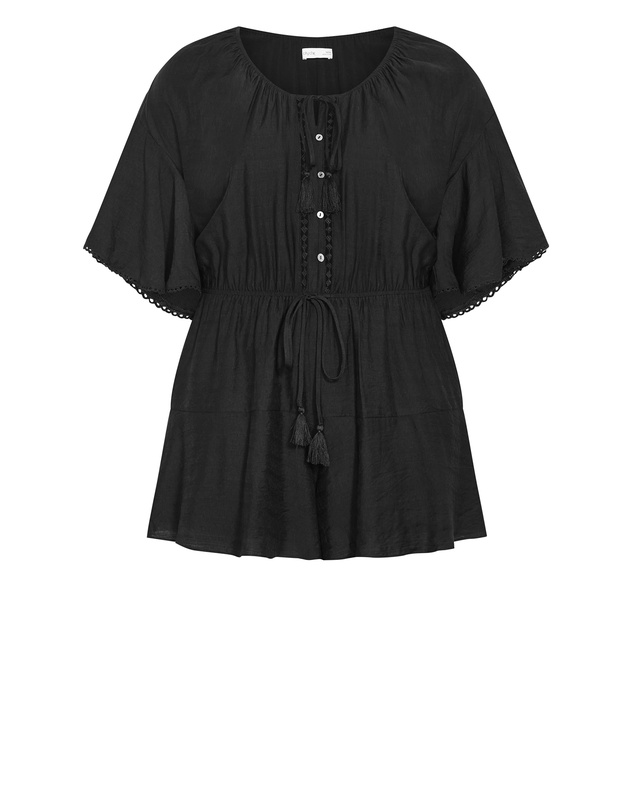 City Chic - Plus size Harlow Lace Playsuit - black