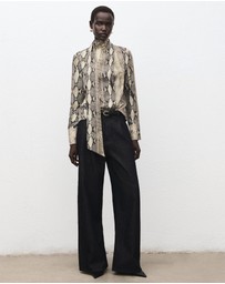 M.N.G - Animal-Print Blouse With Scarf