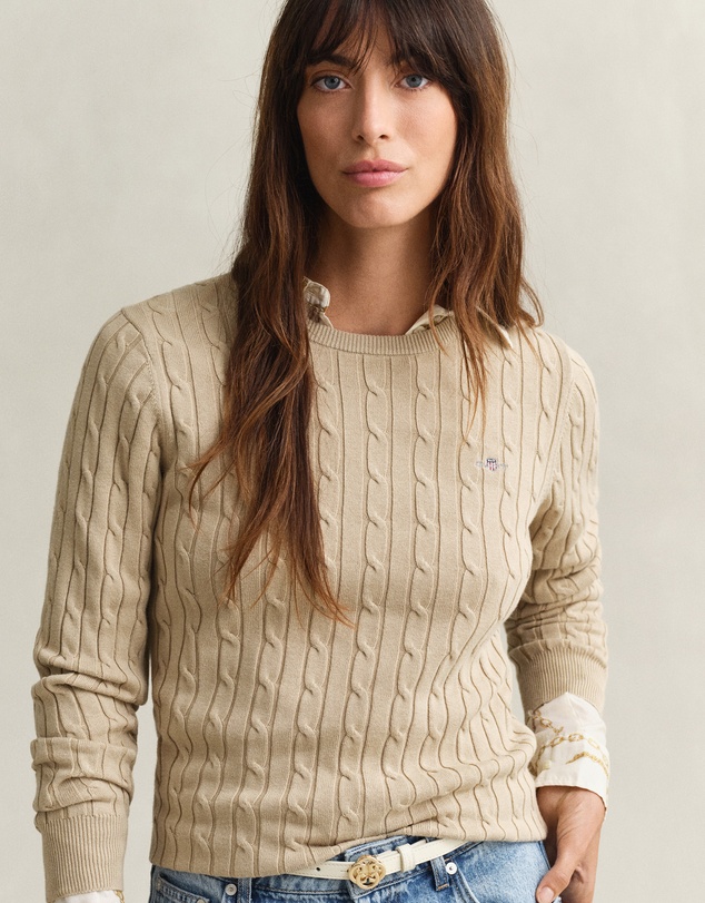 Gant - Stretch Cotton Cable Crew Neck Knit