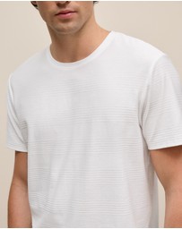 Trenery - Cotton Jacquard Stripe T-shirt in White