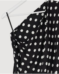 Revibe - Repaired BY JOHNNY. Dove Drape Polka Ankle Dress - AU 8