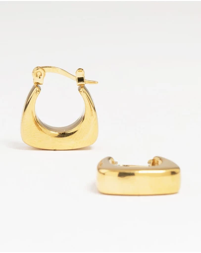Lovisa - Waterproof Gold Plated Stainless Steel Thick Bottom Curved Hoop Earrings
