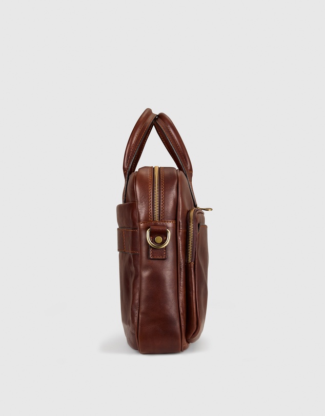 Republic of Florence - Pretoria Matt Choc Leather Laptop Briefcase