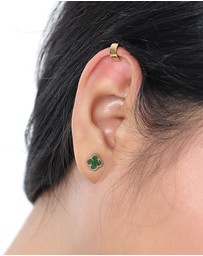 Elli Jewelry - Earrings Stud Cloverleaf Enamel Black 925 Sterling Silver Gold Plated