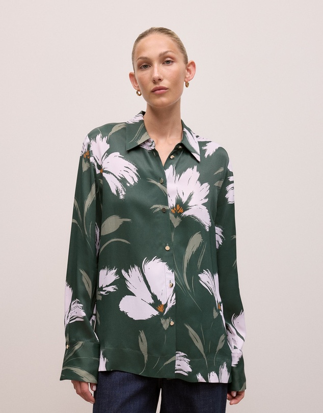Trenery - Wilda Satin Shirt in Forest