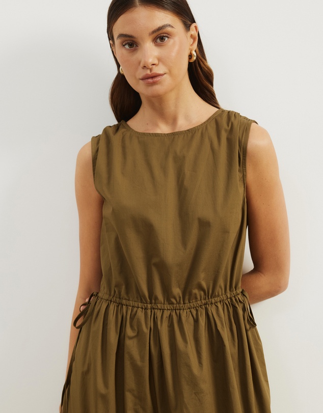 Atmos&Here - Cora Drawstring Poplin Midi Dress