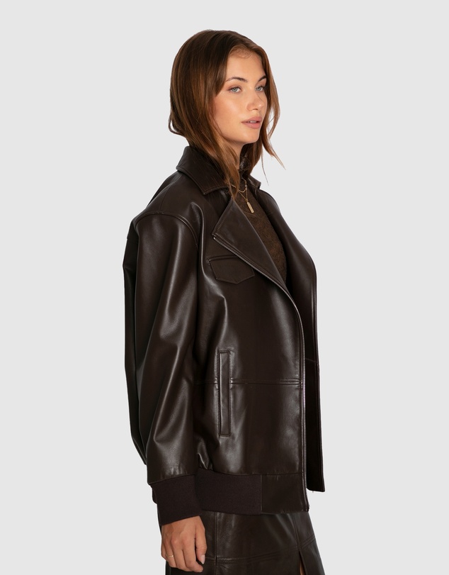 Belle & Bloom - Desert Moon Leather Bomber Jacket