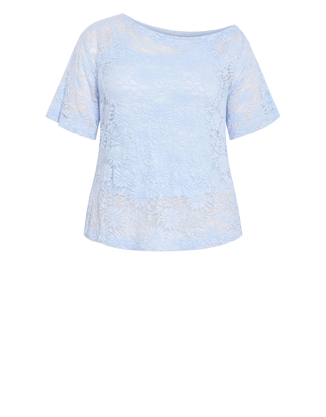 City Chic - Plus size Nylah Off Shoulder Lace Top - sky blue