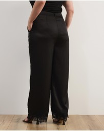Atmos&Here Curvy - Leoni Asymmetric Lace Satin Pants
