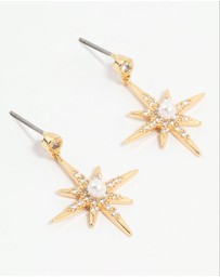 Lovisa - Gold Plated Diamante Pearl Star Drop Earrings