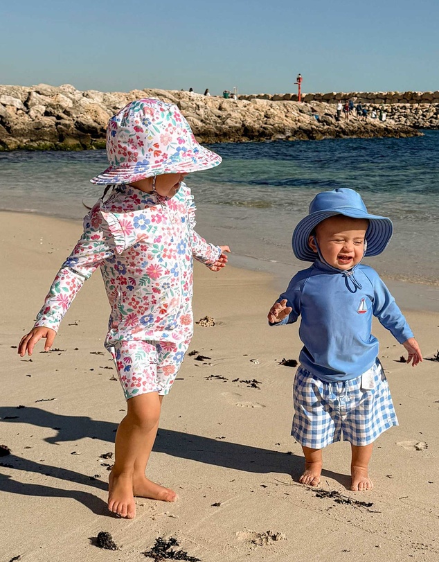 Purebaby - Printed Long Sleeve Rashie Sunsuit- Kids-Babies