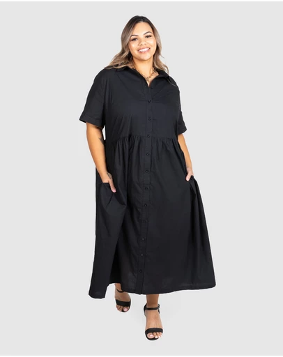 Love Your Wardrobe - Natalie Poplin Maxi Shirt Dress