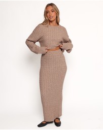 Petal & Pup - Reid Cable Knit Skirt Set - Taupe