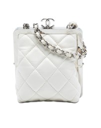 Pre-Loved by Azura Reborn - Pre-Loved Lambskin and Acrylic Kiss Clutch with Chain