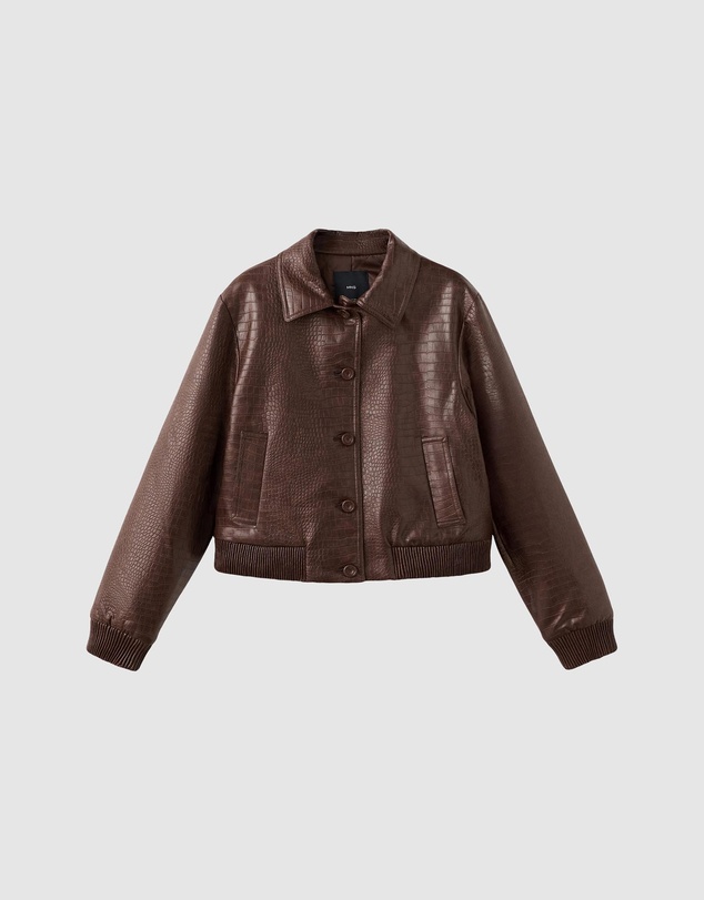 M.N.G - Crocodile-Effect Bomber Jacket