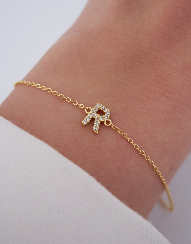 The Silver Collective - A-Z Letter Bracelet Gold - R