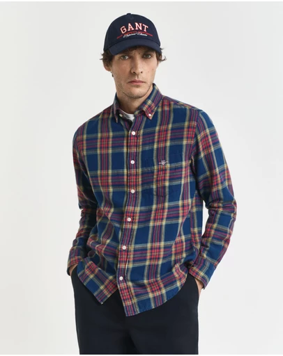 Gant - Regular Fit Checked Indigo Twill Shirt