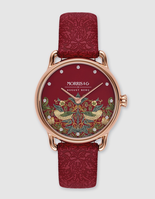 August Berg - Morris & Co 26mm Crimson Strawberry Thief Watch