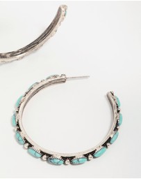 Lovisa - Antique Silver Turquoise Large Hoop Earrings