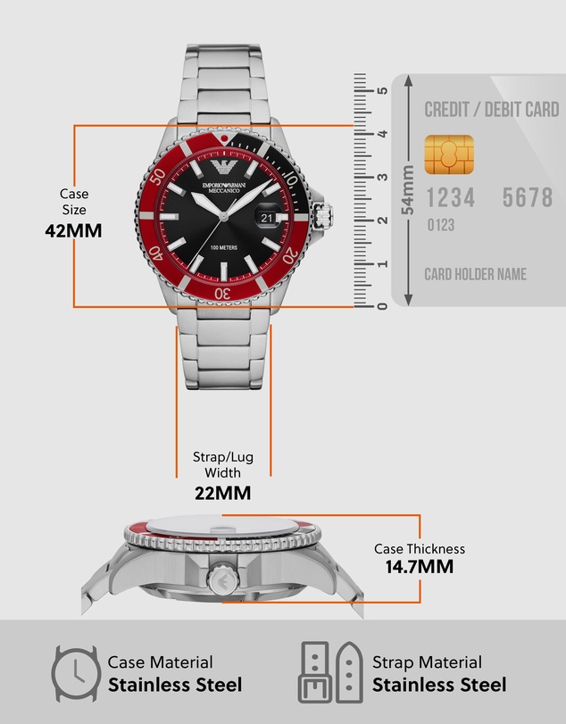 Emporio Armani - Silver Tone Analogue Watch