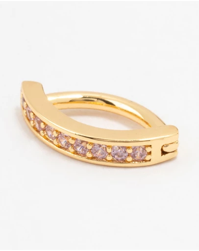 Lovisa - Gold Plated Surgical Steel Pink Cubic Zirconia Curved Belly Ring