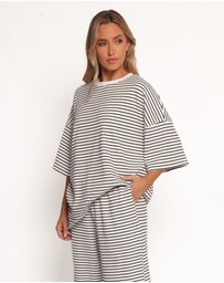 Petal & Pup - Wilda Oversized Tee - White Black Stripe